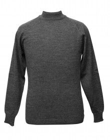 Men pure wool sweater plain Heavy  dark grey